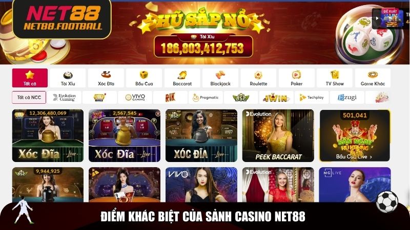 Điểm khác biệt của sảnh Casino NET88
