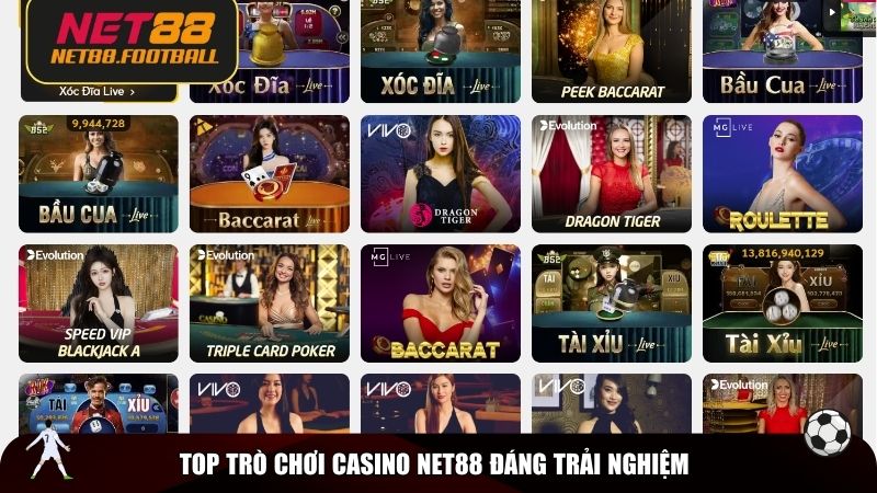 Top trò chơi Casino NET88 đáng trải nghiệm