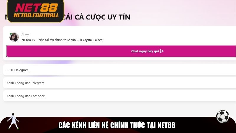 Các kênh liên hệ chính thức tại NET88