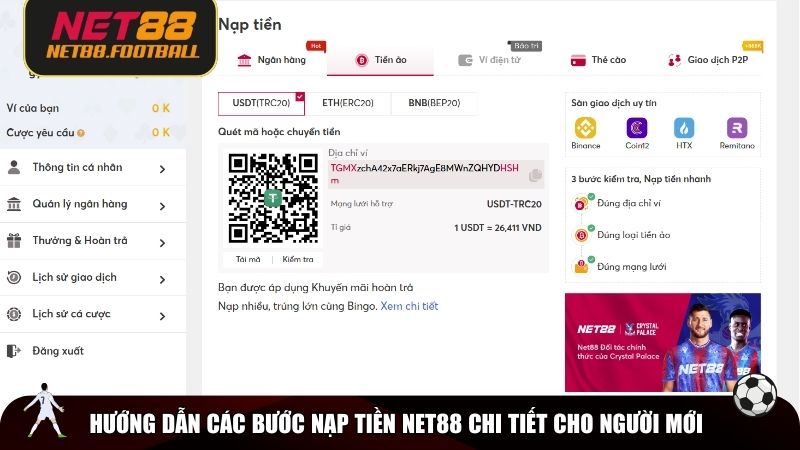 Hướng dẫn các bước nạp tiền NET88 chi tiết cho người mới