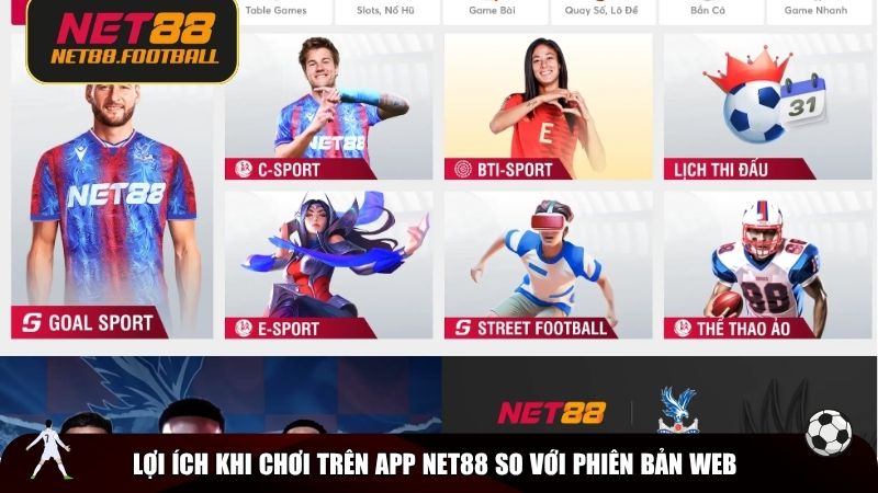 Lợi ích khi chơi trên app NET88 so với phiên bản web