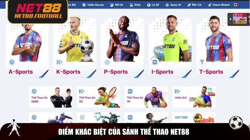 Điểm khác biệt của sảnh thể thao NET88